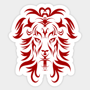 Tribal Tattoo Art Red Lion Head Sticker